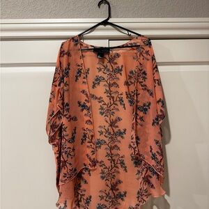 Polly & Esther coral floral kimono cardigan